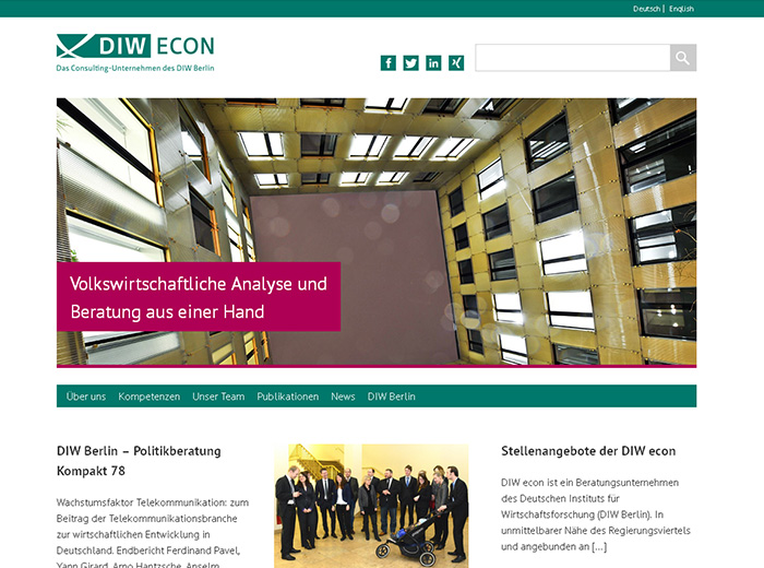Wordpress Theme für DIW ECON GmbH